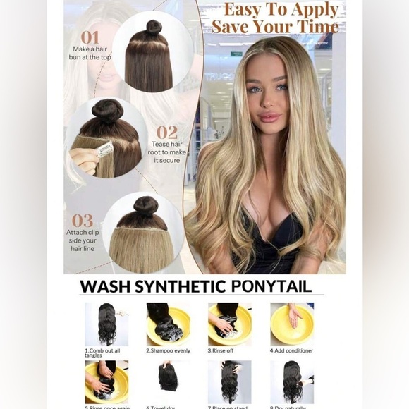 Human hair blend 20 IN VOLUMIZING CLIP IN SET CHESTNUT BROWN CURLY WAVE - Picture 9 of 11